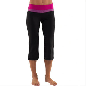 Lululemon Retro Reversible Groove Crop Leggings Black Raspberry Heather Luon 6